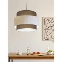 Lustre Para Sala De Jantar Vivare Md-4393 Cúpula Em Tecido 45cm Cáqui-linho-bege-cáqui 127/220v