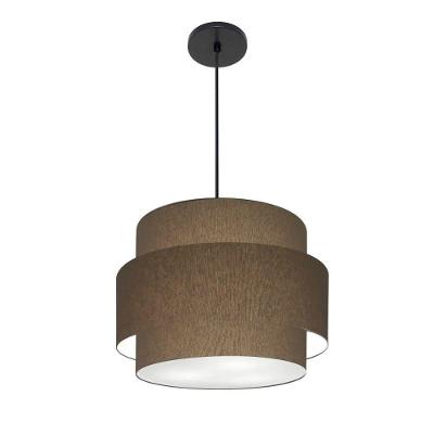 Lustre Para Sala De Jantar Vivare Md-4392 Cúpula Em Tecido 40cm Cáqui 127/220v