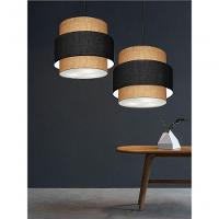 Lustre Para Sala De Jantar Vivare Md-4392 Cúpula Em Tecido 40cm Palha-preto-palha 127/220v - 5