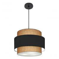 Lustre Para Sala De Jantar Vivare Md-4392 Cúpula Em Tecido 40cm Palha-preto-palha 127/220v - 7