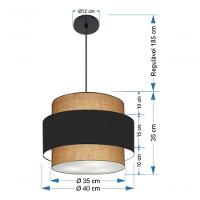 Lustre Para Sala De Jantar Vivare Md-4392 Cúpula Em Tecido 40cm Palha-preto-palha 127/220v - 8