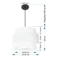 Lustre Para Sala De Jantar Vivare Md-4393 Cúpula Em Tecido 45cm Branco 127/220v - 7