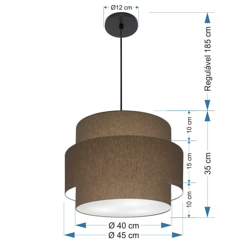 Lustre Para Sala De Jantar Vivare Md-4393 Cúpula Em Tecido 45cm Cáqui 127/220v - 2