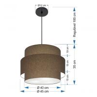 Lustre Para Sala De Jantar Vivare Md-4393 Cúpula Em Tecido 45cm Cáqui 127/220v - 8
