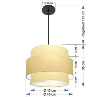 Lustre Para Sala De Jantar Vivare Md-4393 Cúpula Em Tecido 45cm Algodão-crú 127/220v - 2