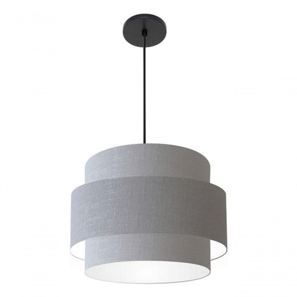 Lustre Para Sala De Jantar Vivare Md-4392 Cúpula Em Tecido 40cm Rustico-cinza 127/220v - 6