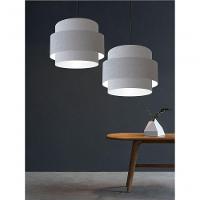 Lustre Para Sala De Jantar Vivare Md-4392 Cúpula Em Tecido 40cm Rustico-cinza 127/220v