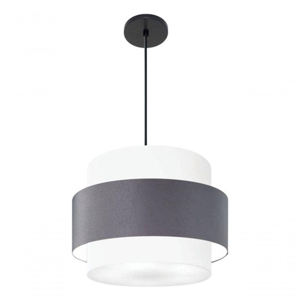 Lustre Para Sala De Jantar Vivare Md-4393 Cúpula Em Tecido 45cm Branco-cinza-escuro-branco 127/220v - 7