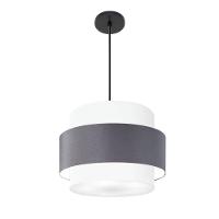 Lustre Para Sala De Jantar Vivare Md-4393 Cúpula Em Tecido 45cm Branco-cinza-escuro-branco 127/220v - 1