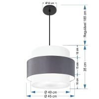 Lustre Para Sala De Jantar Vivare Md-4393 Cúpula Em Tecido 45cm Branco-cinza-escuro-branco 127/220v - 2