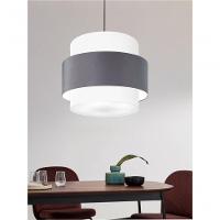 Lustre Para Sala De Jantar Vivare Md-4393 Cúpula Em Tecido 45cm Branco-cinza-escuro-branco 127/220v - 5