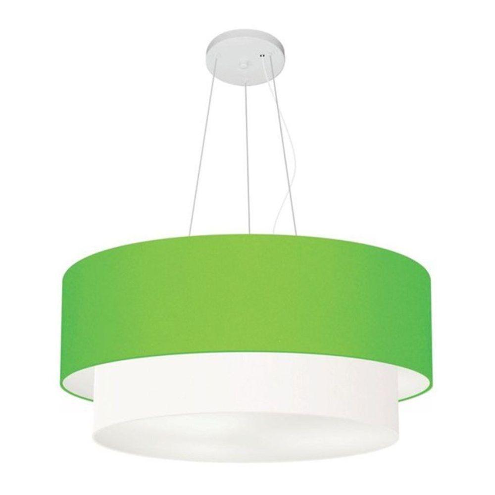 Lustre Pendente Duplo Cilíndrico Vivare Md-4371 Cúpula Em Tecido 80x70cm - Bivolt Verde-limão-branco 127/220v - 1
