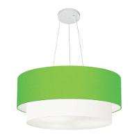 Lustre Pendente Duplo Cilíndrico Vivare Md-4371 Cúpula Em Tecido 80x70cm - Bivolt Verde-limão-branco 127/220v - 1