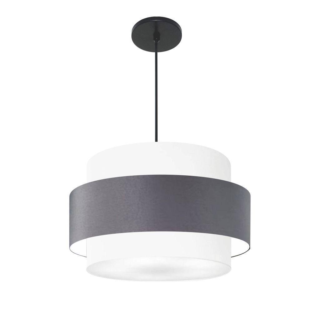 Lustre Para Sala De Jantar Vivare Md-4396 Cúpula Em Tecido 60cm Branco-cinza-escuro-branco 127/220v - 1