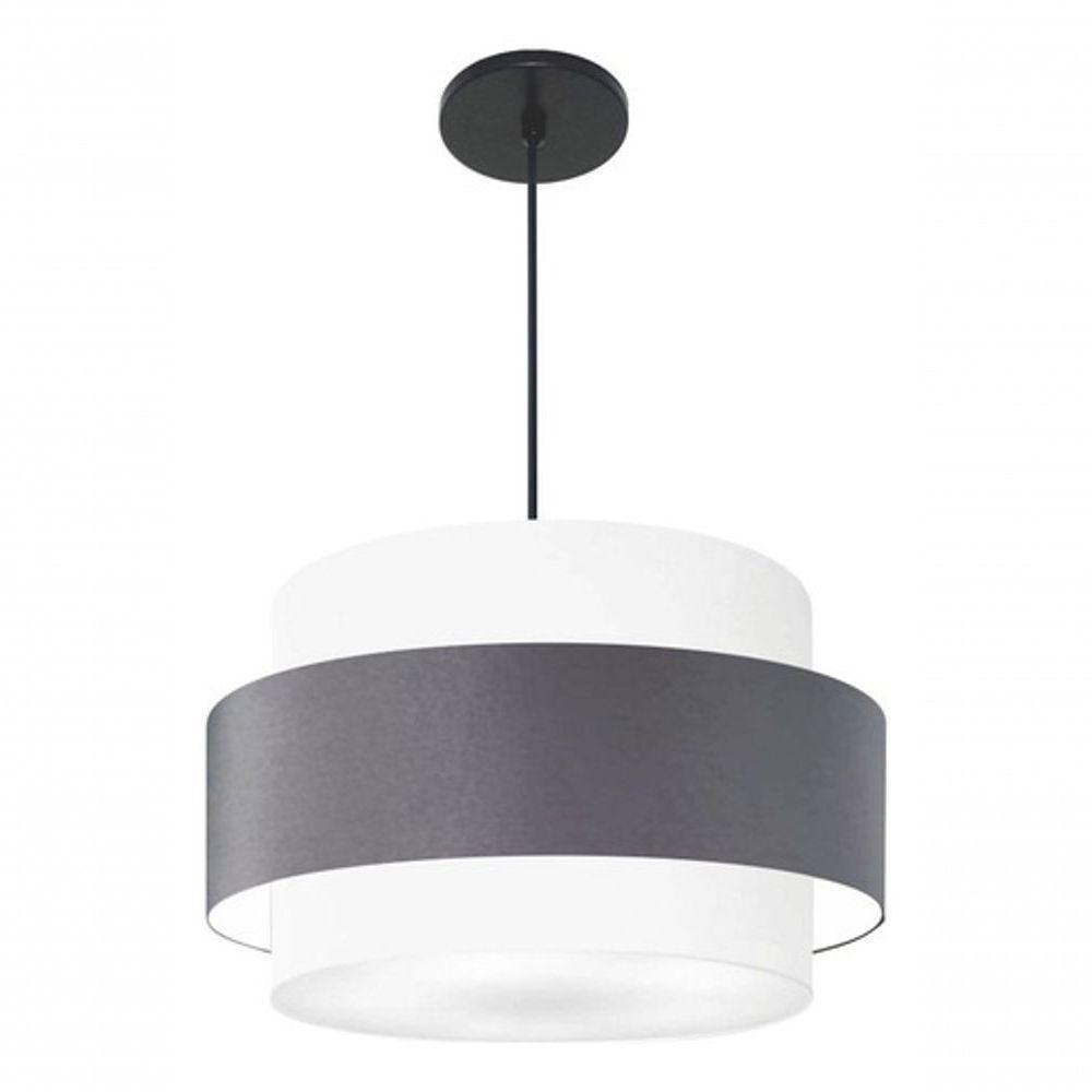 Lustre Para Sala De Jantar Vivare Md-4396 Cúpula Em Tecido 60cm Branco-cinza-escuro-branco 127/220v - 6