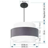 Lustre Para Sala De Jantar Vivare Md-4396 Cúpula Em Tecido 60cm Branco-cinza-escuro-branco 127/220v - 2