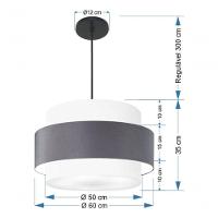Lustre Para Sala De Jantar Vivare Md-4396 Cúpula Em Tecido 60cm Branco-cinza-escuro-branco 127/220v - 7