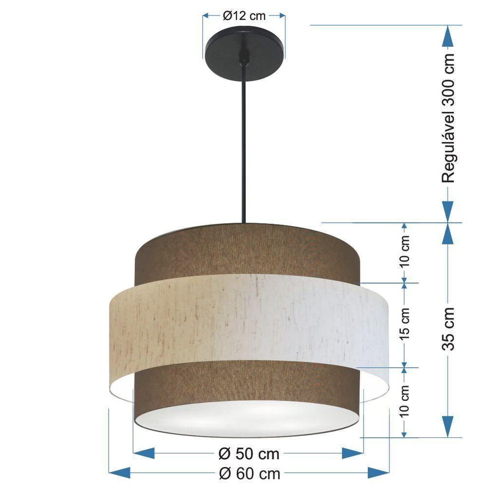 Lustre Para Sala De Jantar Vivare Md-4396 Cúpula Em Tecido 60cm Cáqui-linho-bege-cáqui 127/220v - 2