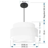 Lustre Para Sala De Jantar Vivare Md-4396 Cúpula Em Tecido 60cm Branco 127/220v - 2