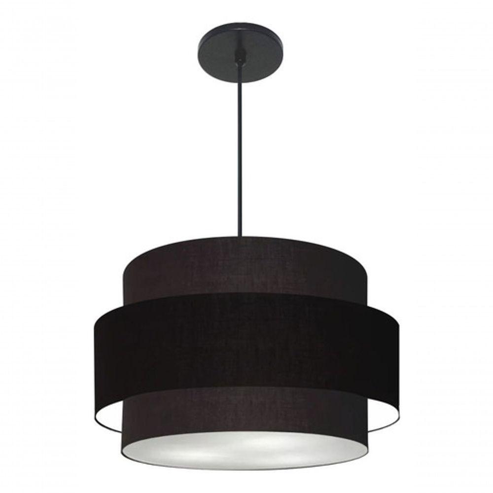 Lustre Para Sala De Jantar Vivare Md-4395 Cúpula Em Tecido 55cm Preto 127/220v - 8