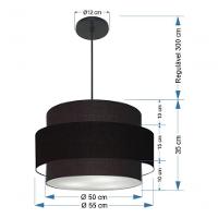 Lustre Para Sala De Jantar Vivare Md-4395 Cúpula Em Tecido 55cm Preto 127/220v - 6