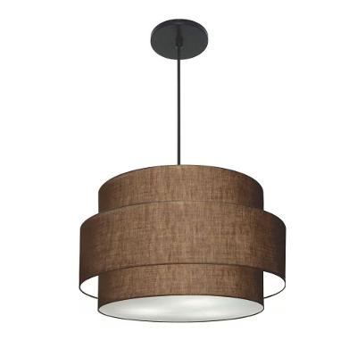 Lustre Para Sala De Jantar Vivare Md-4395 Cúpula Em Tecido 55cm Café 127/220v