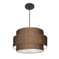 Lustre Para Sala De Jantar Vivare Md-4395 Cúpula Em Tecido 55cm Café 127/220v - 1