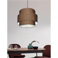 Lustre Para Sala De Jantar Vivare Md-4395 Cúpula Em Tecido 55cm Café 127/220v