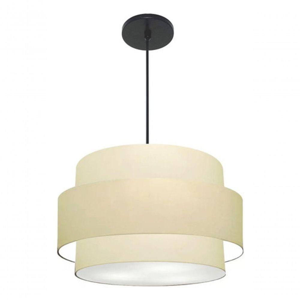 Lustre Para Sala De Jantar Vivare Md-4395 Cúpula Em Tecido 55cm Algodão-crú 127/220v - 6