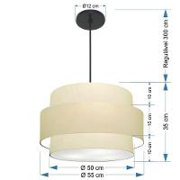 Lustre Para Sala De Jantar Vivare Md-4395 Cúpula Em Tecido 55cm Algodão-crú 127/220v - 3