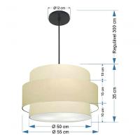 Lustre Para Sala De Jantar Vivare Md-4395 Cúpula Em Tecido 55cm Algodão-crú 127/220v - 7