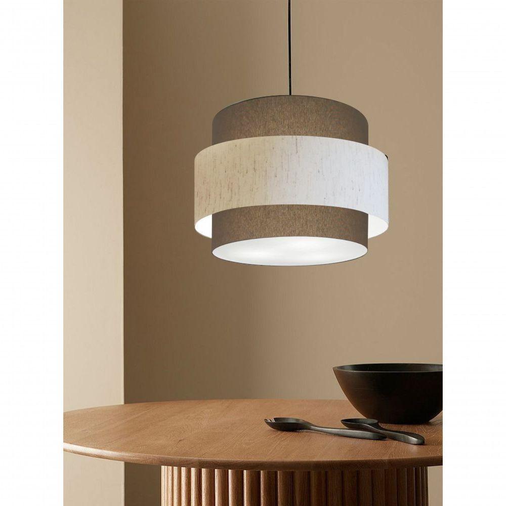 Lustre Para Sala De Jantar Vivare Md-4395 Cúpula Em Tecido 55cm Cáqui-linho-bege-cáqui 127/220v - 3