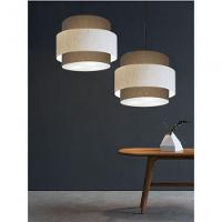 Lustre Para Sala De Jantar Vivare Md-4395 Cúpula Em Tecido 55cm Cáqui-linho-bege-cáqui 127/220v - 9