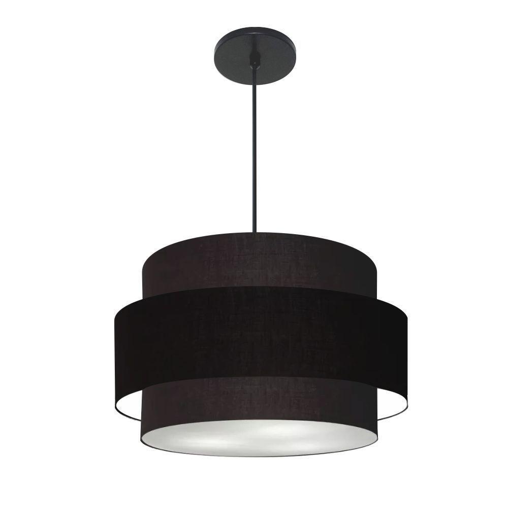 Lustre Para Sala De Jantar Vivare Md-4394 Cúpula Em Tecido 50cm Preto 127/220v - 1