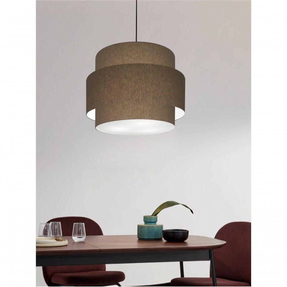 Lustre Para Sala De Jantar Vivare Md-4395 Cúpula Em Tecido 55cm Cáqui 127/220v - 5
