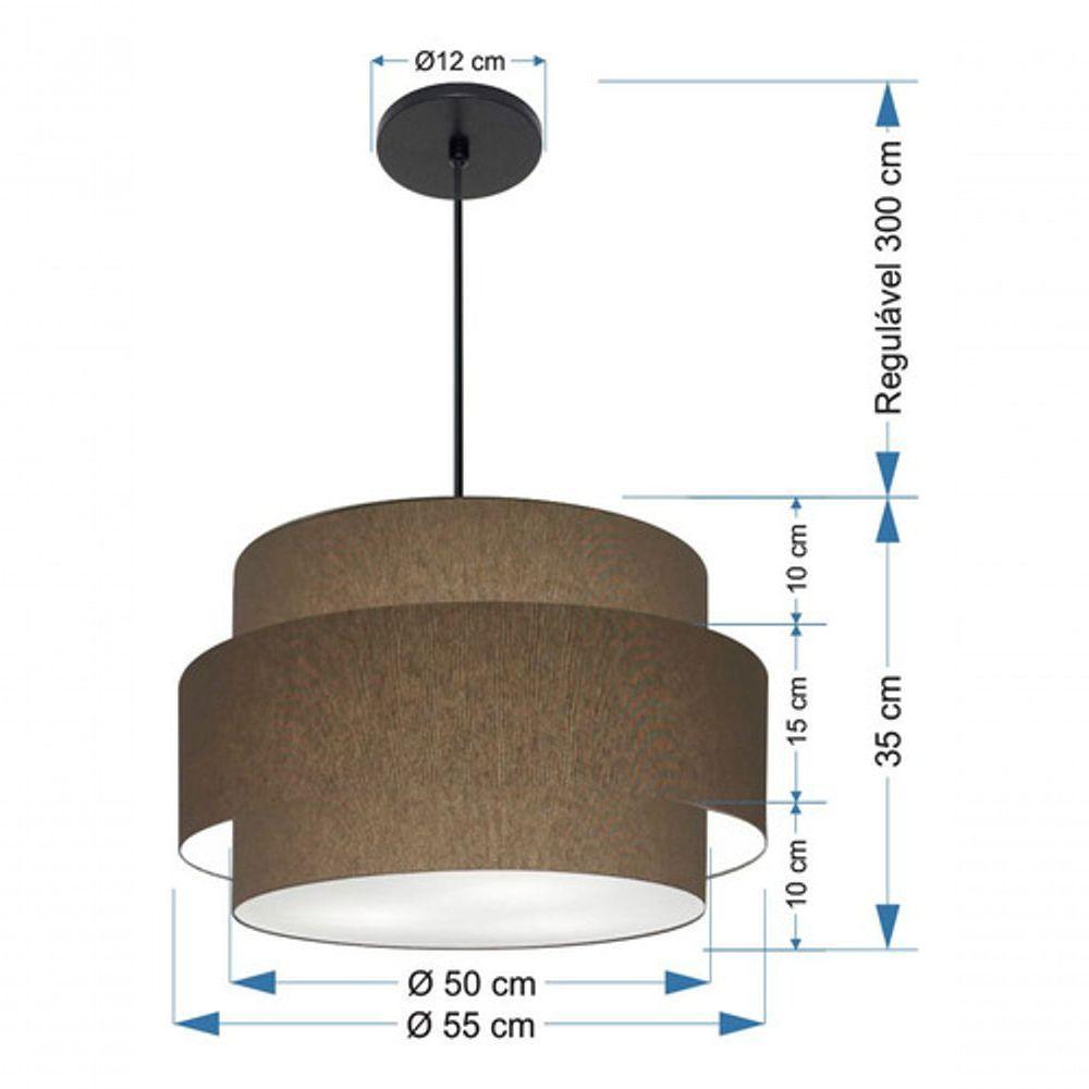 Lustre Para Sala De Jantar Vivare Md-4395 Cúpula Em Tecido 55cm Cáqui 127/220v - 8