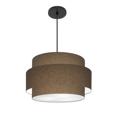 Lustre Para Sala De Jantar Vivare Md-4395 Cúpula Em Tecido 55cm Cáqui 127/220v