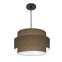 Lustre Para Sala De Jantar Vivare Md-4395 Cúpula Em Tecido 55cm Cáqui 127/220v - 1