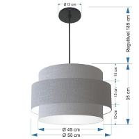 Lustre Para Sala De Jantar Vivare Md-4394 Cúpula Em Tecido 50cm Rustico-cinza 127/220v - 2
