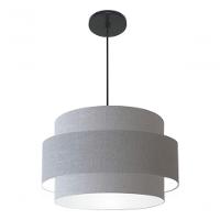 Lustre Para Sala De Jantar Vivare Md-4394 Cúpula Em Tecido 50cm Rustico-cinza 127/220v - 7