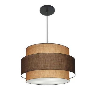 Lustre Para Sala De Jantar Vivare Md-4394 Cúpula Em Tecido 50cm Palha-café-palha 127/220v