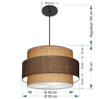 Lustre Para Sala De Jantar Vivare Md-4394 Cúpula Em Tecido 50cm Palha-café-palha 127/220v - 2