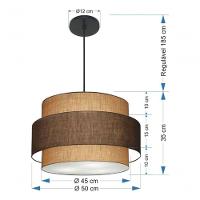 Lustre Para Sala De Jantar Vivare Md-4394 Cúpula Em Tecido 50cm Palha-café-palha 127/220v - 8