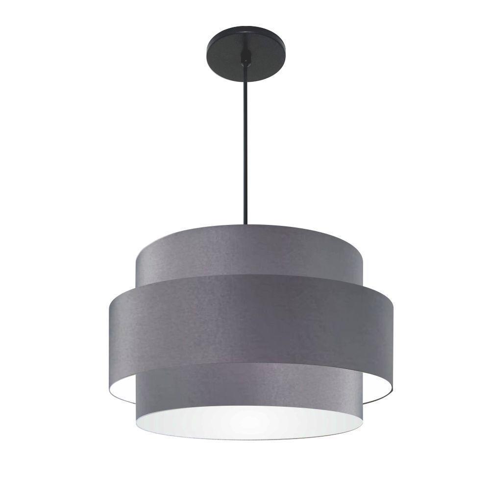 Lustre Para Sala De Jantar Vivare Md-4394 Cúpula Em Tecido 50cm Cinza-escuro 127/220v - 1