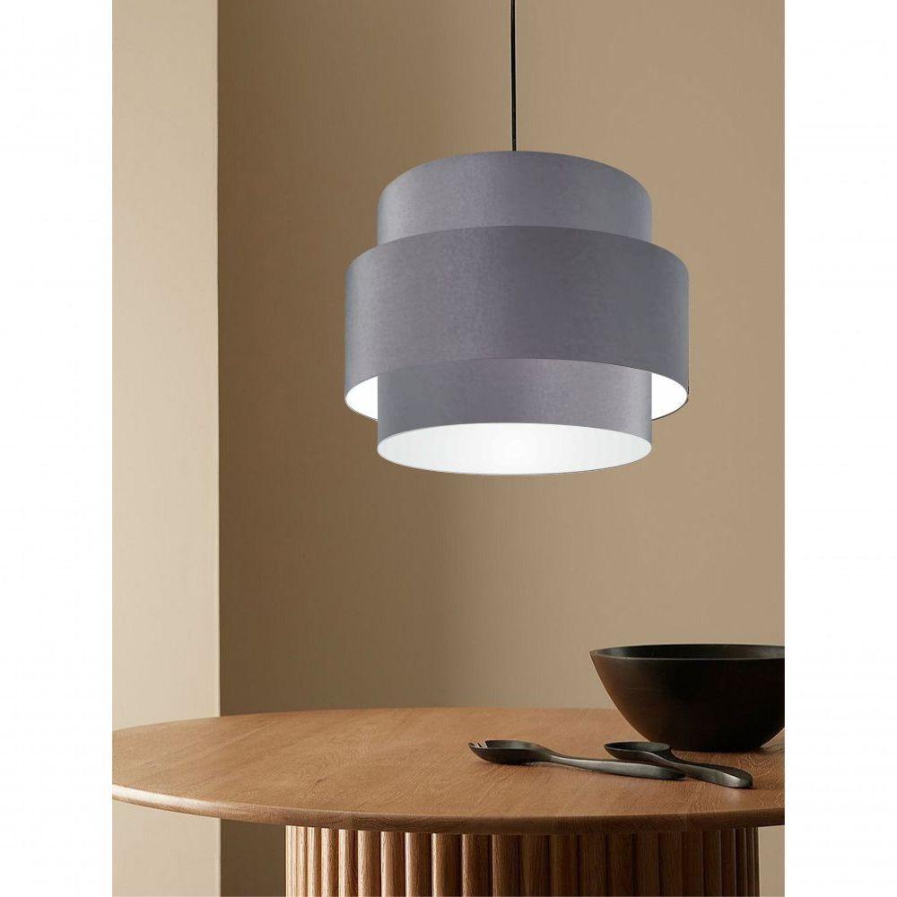 Lustre Para Sala De Jantar Vivare Md-4394 Cúpula Em Tecido 50cm Cinza-escuro 127/220v - 6
