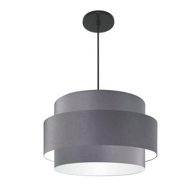 Lustre Para Sala De Jantar Vivare Md-4394 Cúpula Em Tecido 50cm Cinza-escuro 127/220v