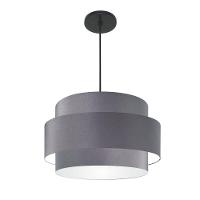 Lustre Para Sala De Jantar Vivare Md-4394 Cúpula Em Tecido 50cm Cinza-escuro 127/220v - 1