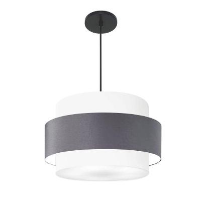 Lustre Para Sala De Jantar Vivare Md-4394 Cúpula Em Tecido 50cm Branco-cinza-escuro-branco 127/220v