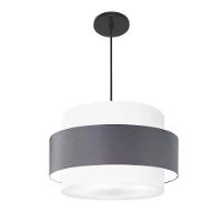 Lustre Para Sala De Jantar Vivare Md-4394 Cúpula Em Tecido 50cm Branco-cinza-escuro-branco 127/220v - 1