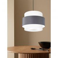 Lustre Para Sala De Jantar Vivare Md-4394 Cúpula Em Tecido 50cm Branco-cinza-escuro-branco 127/220v - 3
